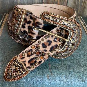 Leatherock Genuine Leather Swarovski Crystal Belt